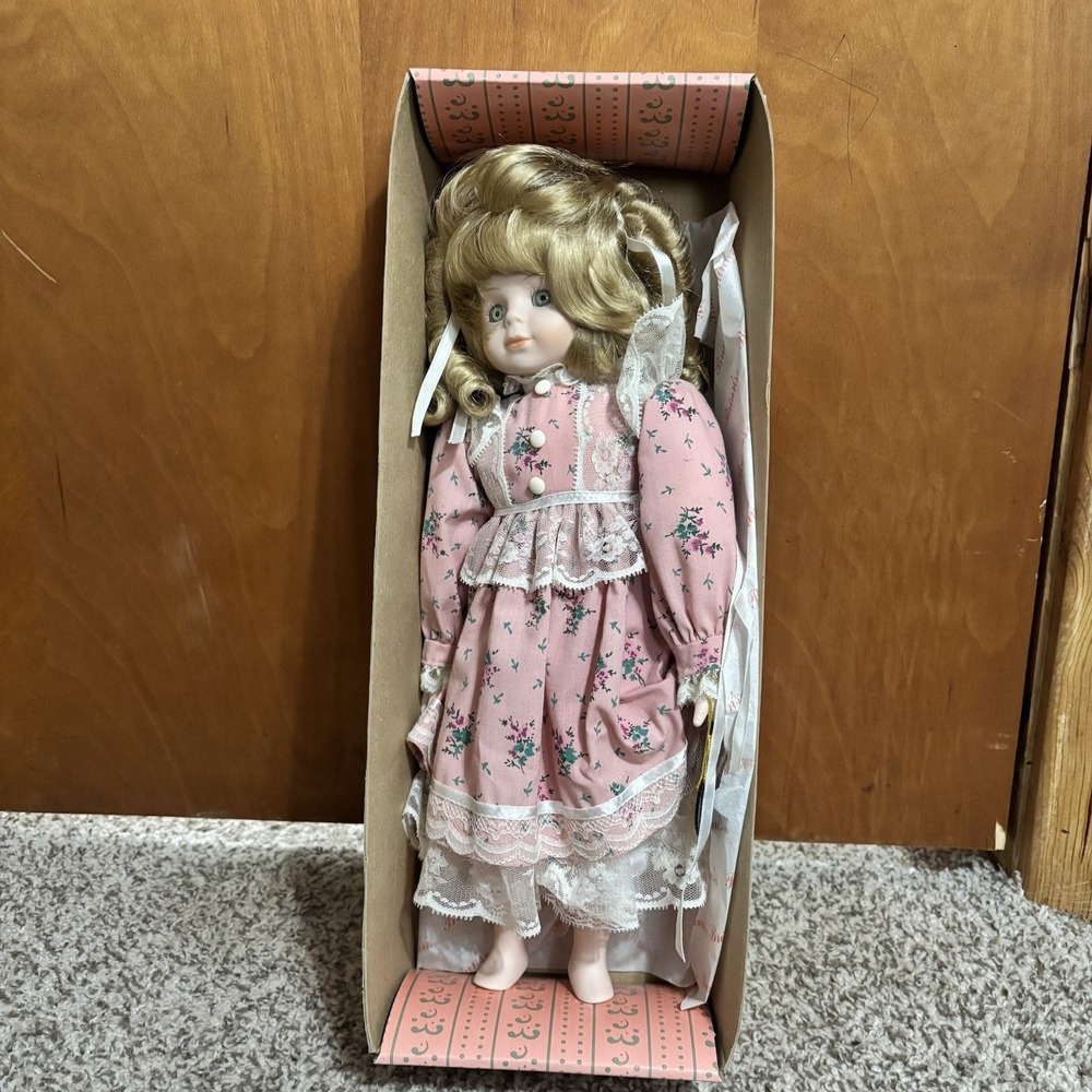 Brinn's Collectible Porcelain Girl Doll w/ COA Blonde Hair, Green Eyes